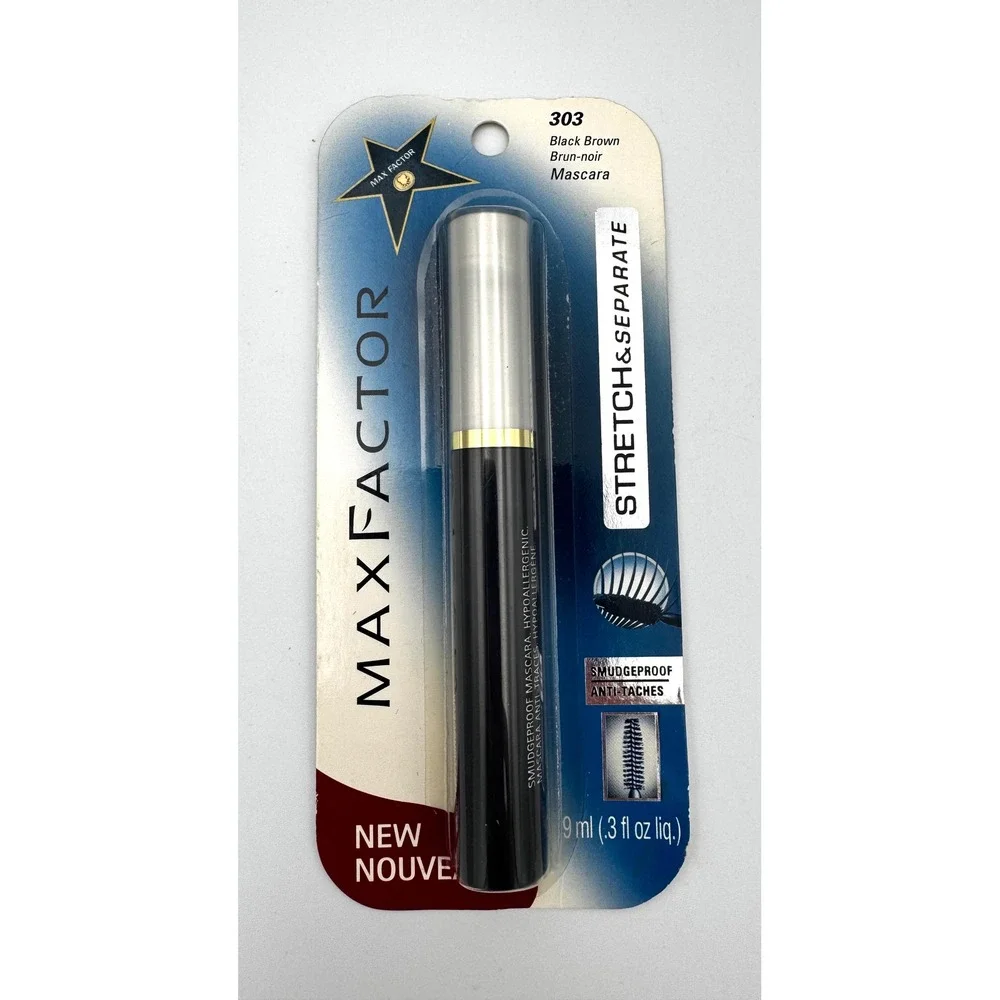New Vintage Max Factor Stretch Separate Mascara 303 Black Brown Smudgeproof